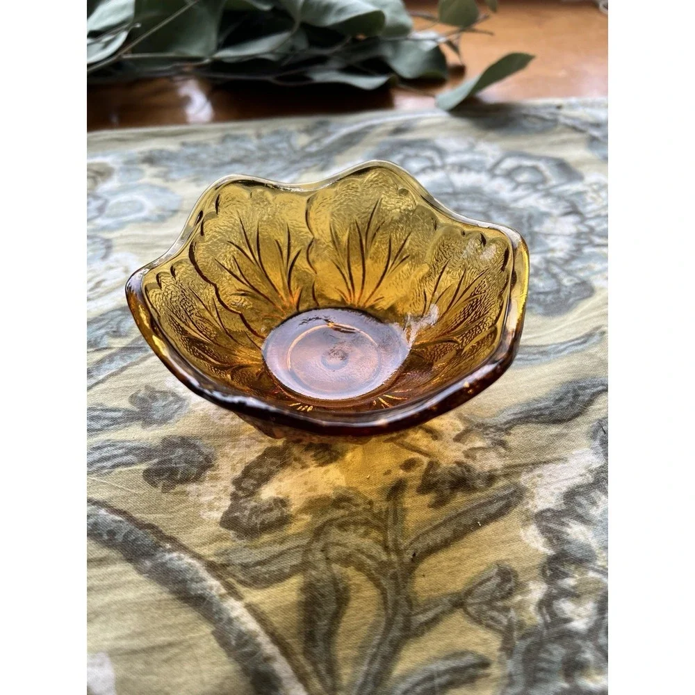 Vtg  Amber Indiana Glass Cabbage 
